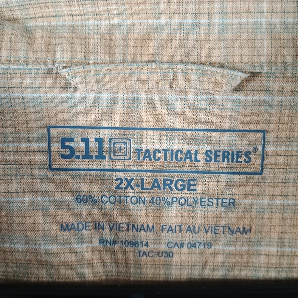 511 Tactical Covert Shirt Mens XXL 2XL Orange Checkered Pocket Short Sleeve - Picture 3 of 10